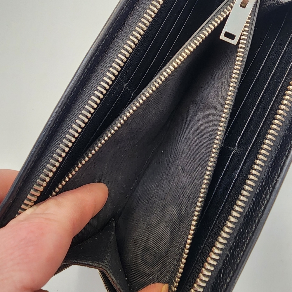 SAINT LAURENT Black Studded Zip-around Wallet With Original Bag & Box - Picture 4 of 11